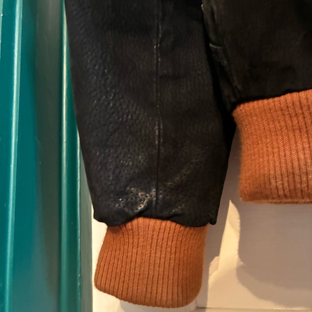 Vintage Aztec Color block Suede Jacket USA Faux Sherpa Trim Rancher *DISTRESSED - Picture 5 of 16